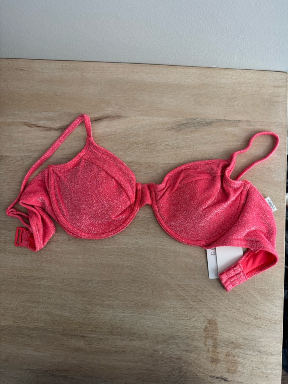 Good American Shimmery Coral Pink Underwire Bikini Top
